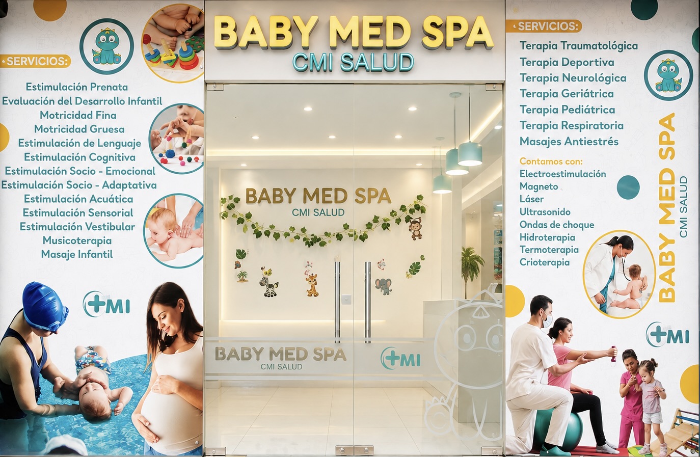 Puerta y fachada de Baby Med Spa CMI Salud en Salcedo