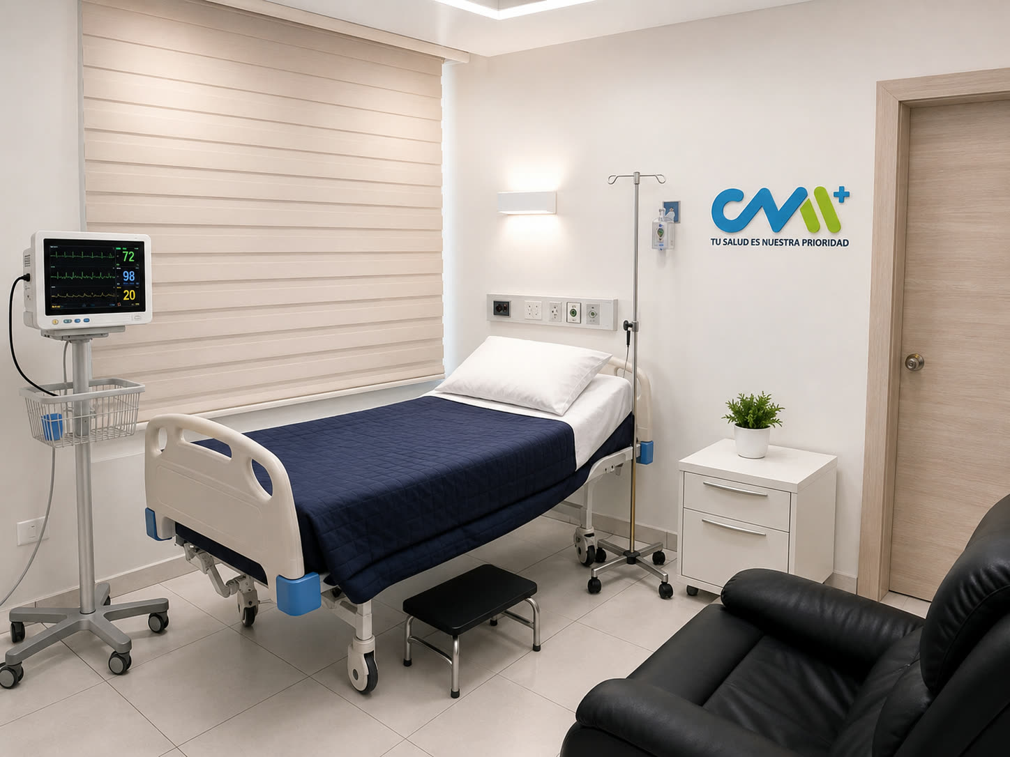 Área de Emergencia del Hospital Básico CMI con cubículos de atención y equipamiento